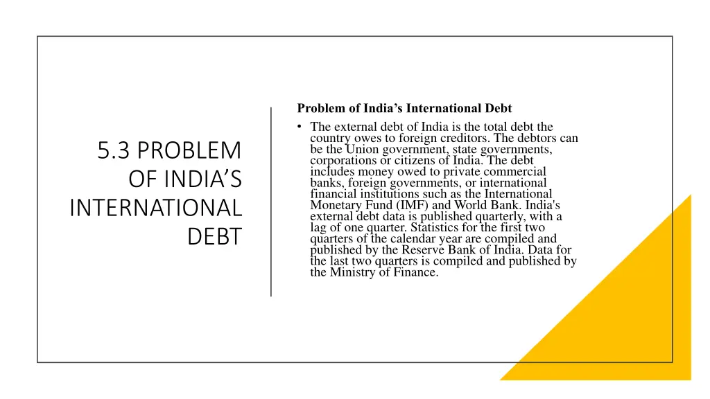 problem of india s international debt