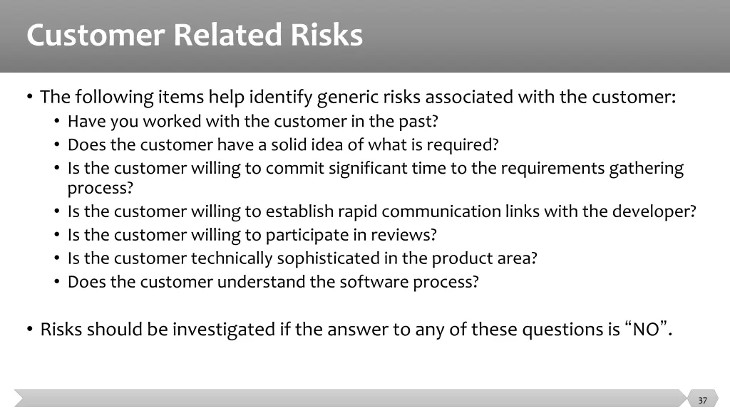 customer related risks