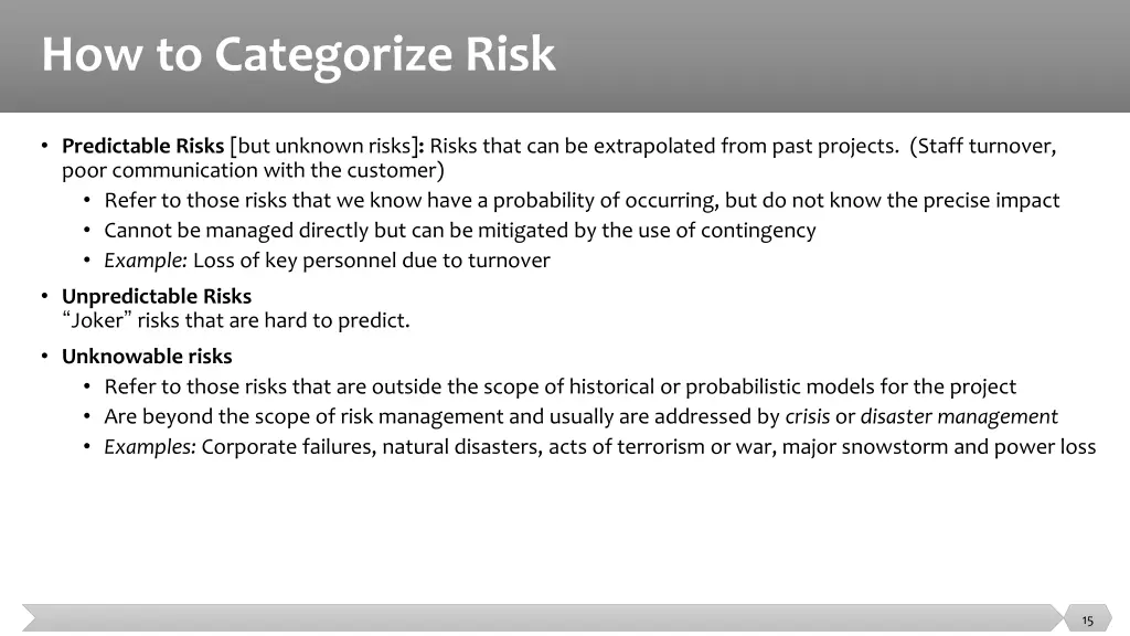 how to categorize risk 1