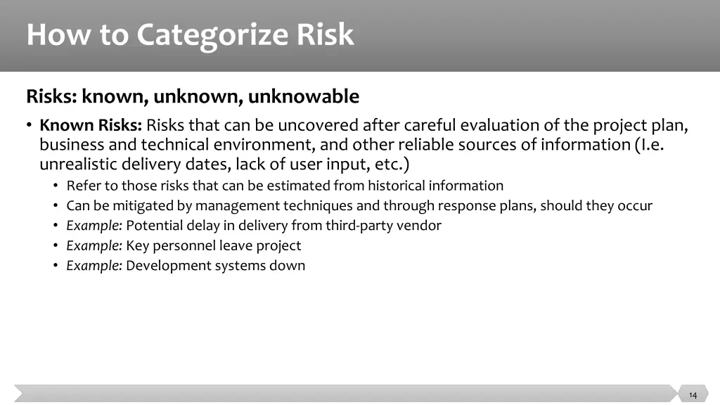 how to categorize risk