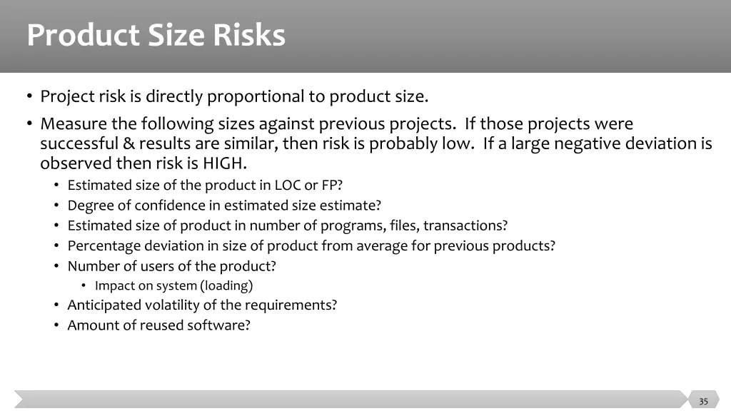 product size risks
