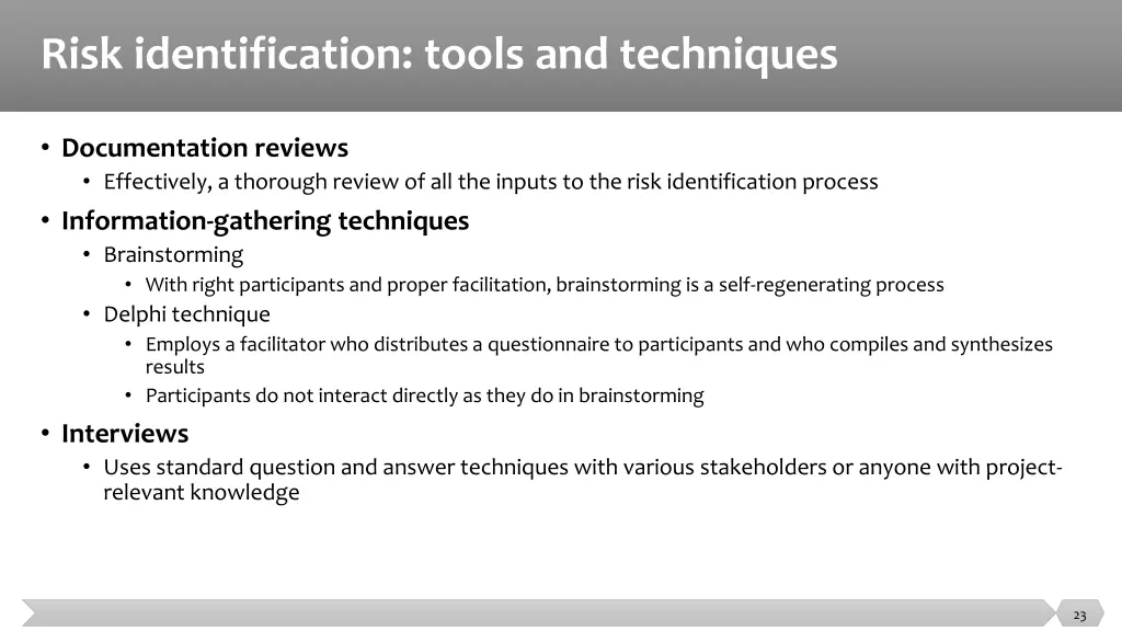 risk identification tools and techniques