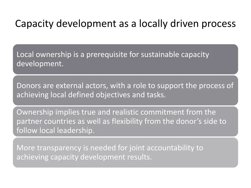 capacity development as a locally driven process