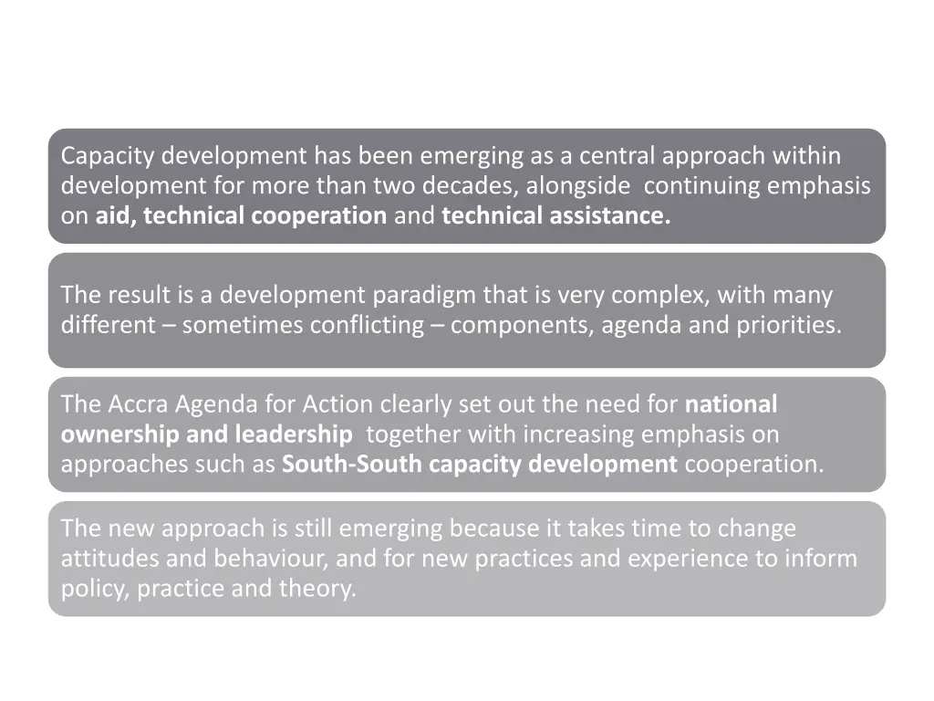 capacity development has been emerging