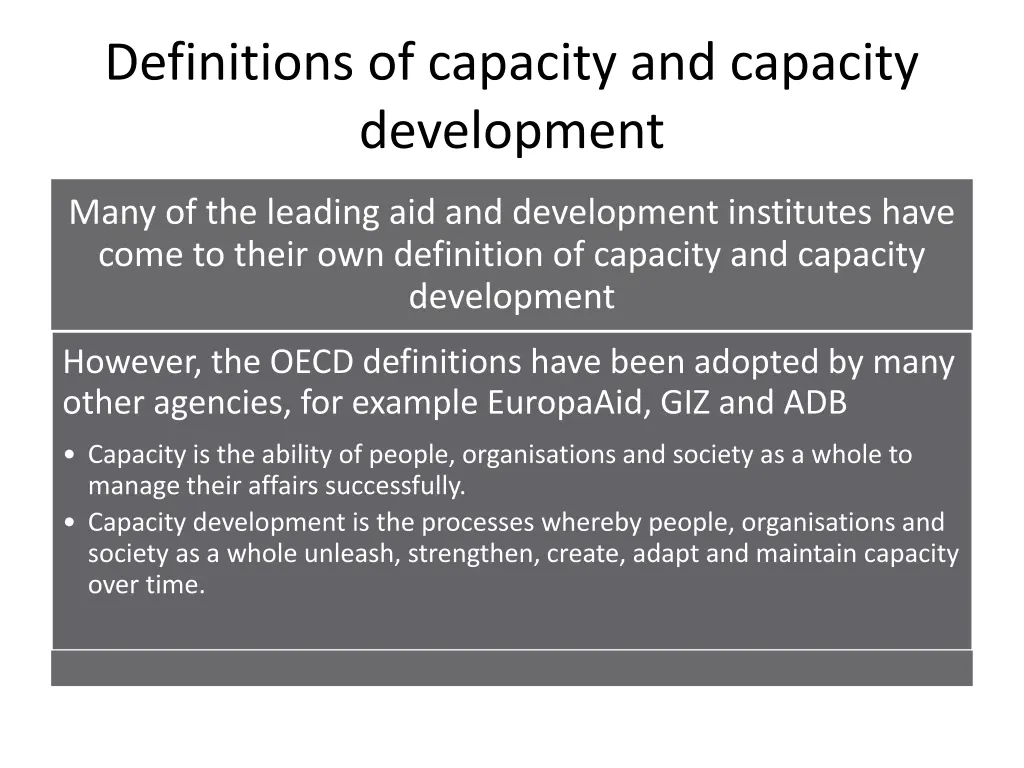 definitions of capacity and capacity development