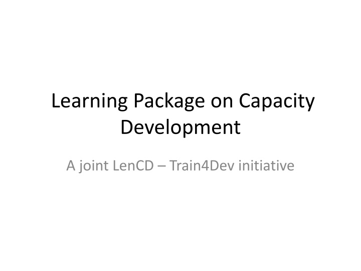 learning package on capacity development