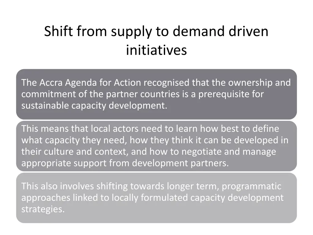 shift from supply to demand driven initiatives