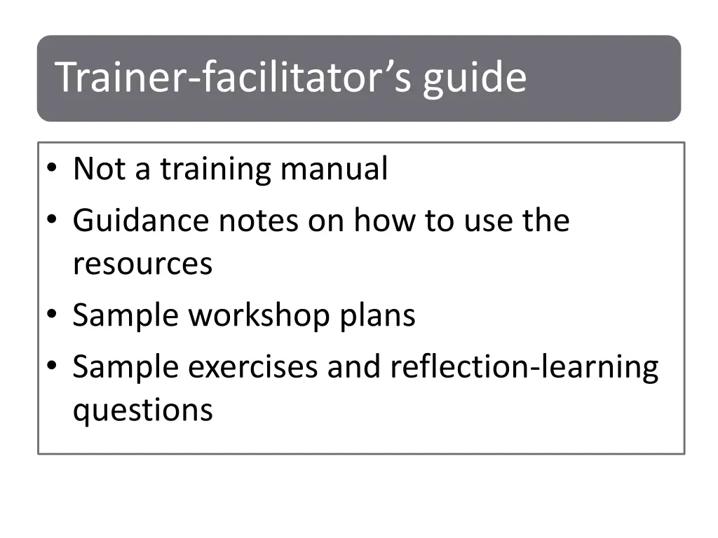 trainer facilitator s guide