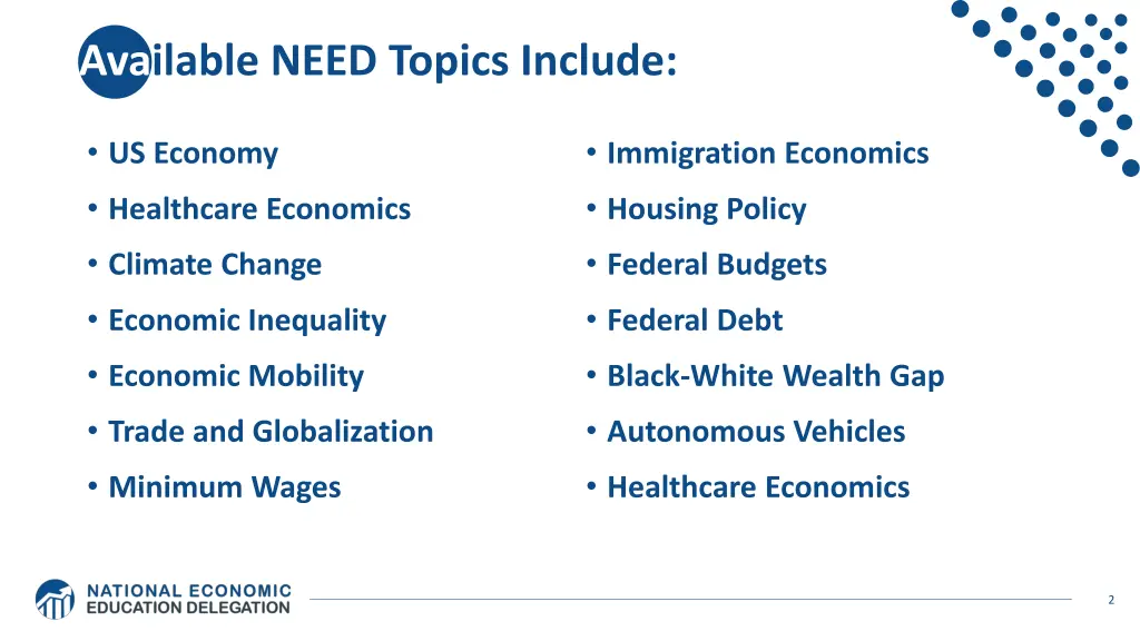 available need topics include