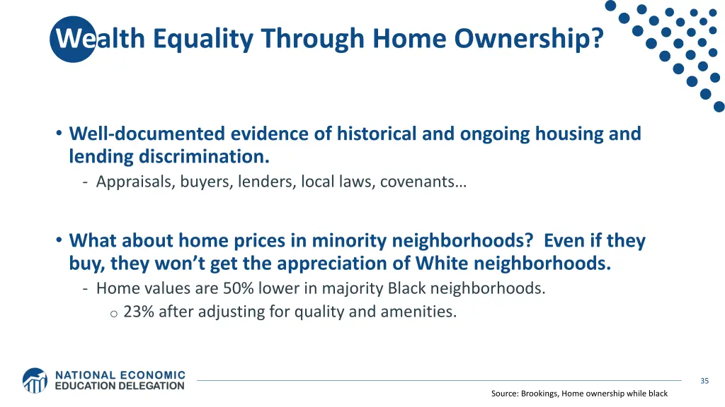 wealth equality through home ownership