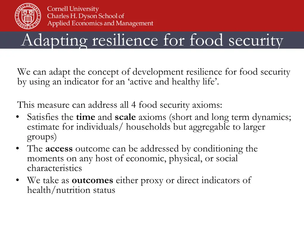 adapting resilience for food security