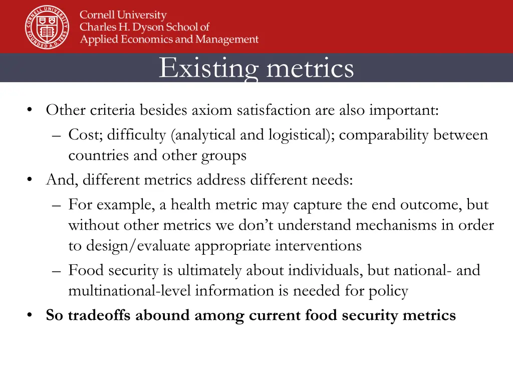 existing metrics 1