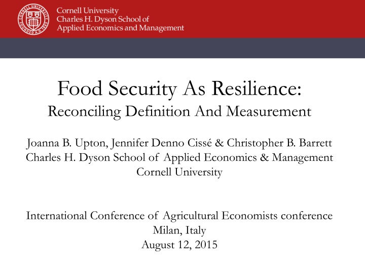 food security as resilience reconciling