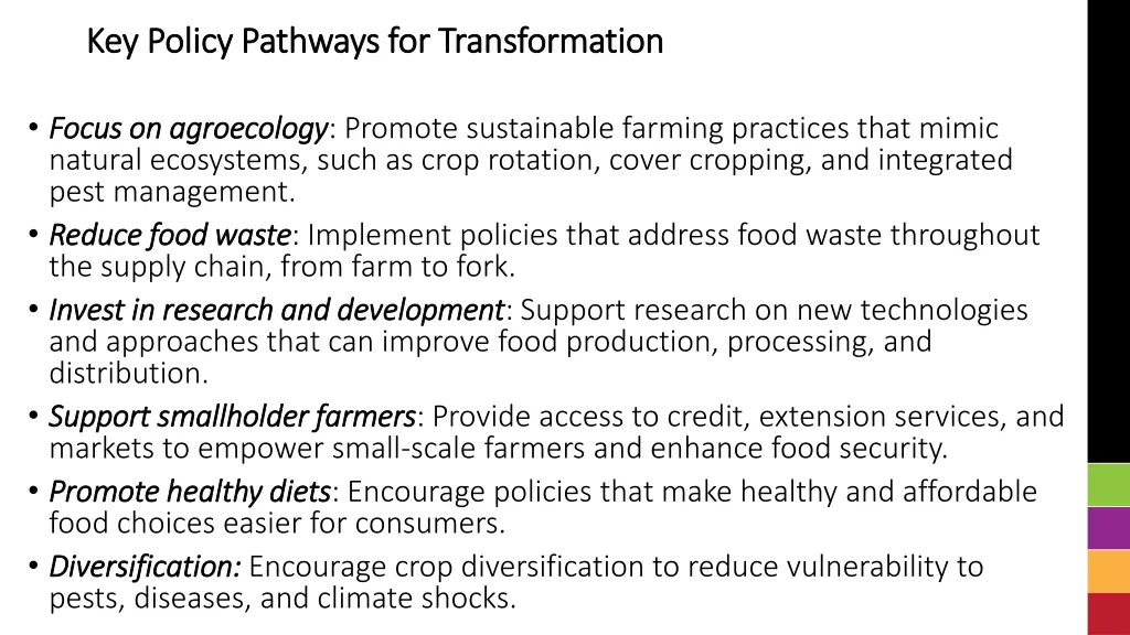 key policy pathways for transformation key policy