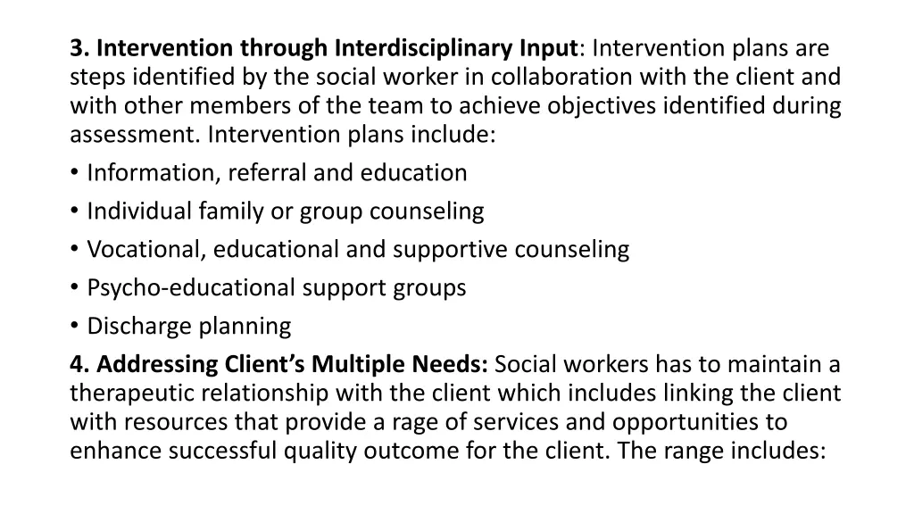 3 intervention through interdisciplinary input