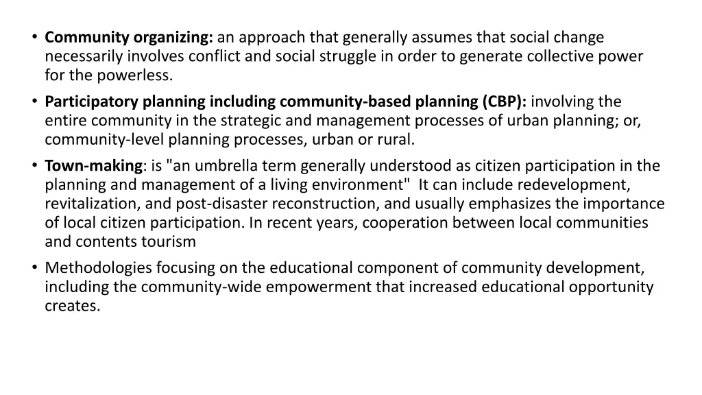community organizing an approach that generally
