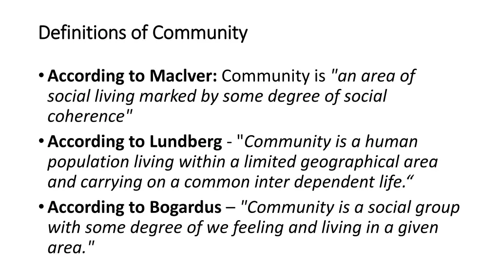 definitions of community definitions of community