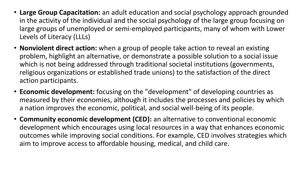 large group capacitation an adult education