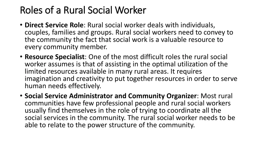 roles of a rural social worker roles of a rural