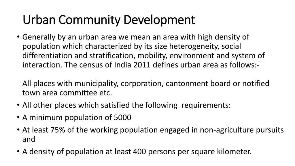 urban community development urban community