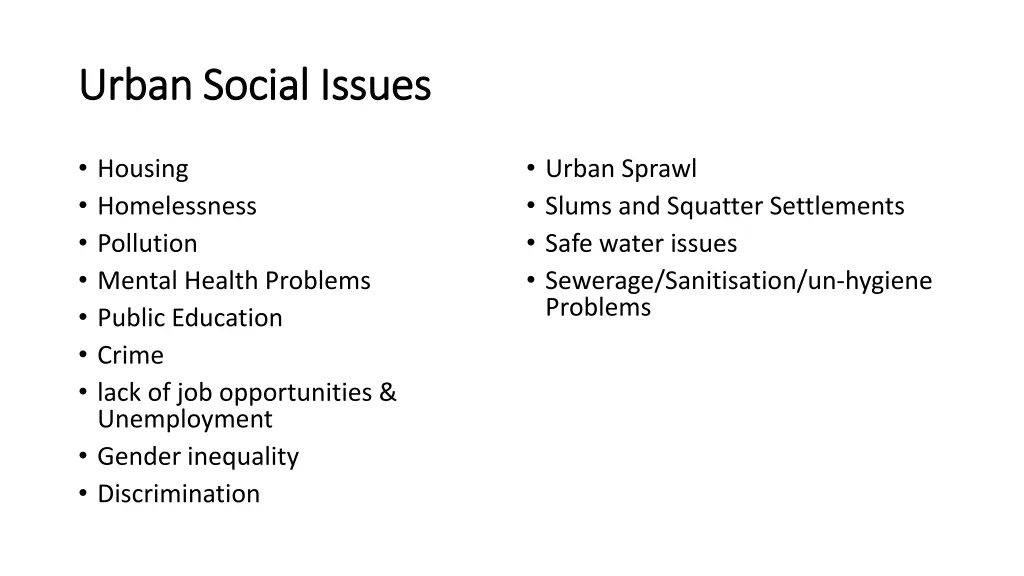 urban social issues urban social issues