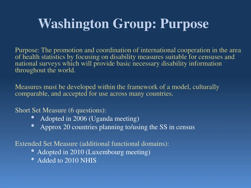 washington group purpose