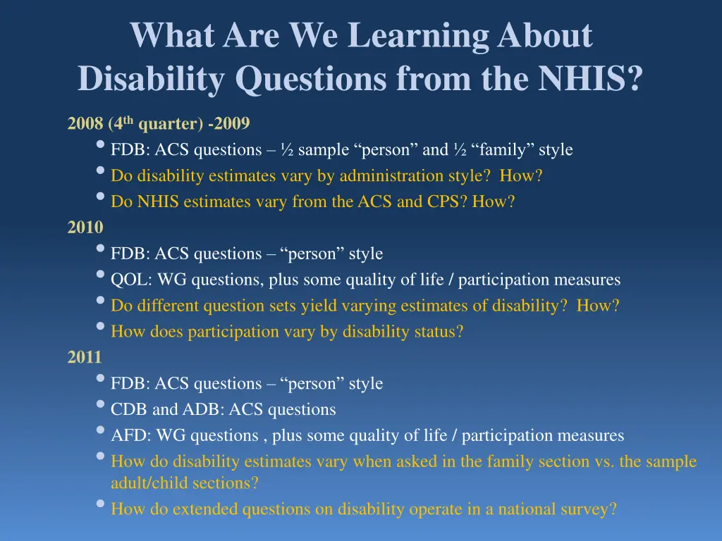 what are we learning about disability questions