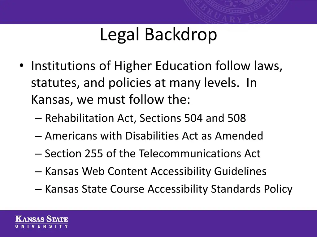 legal backdrop
