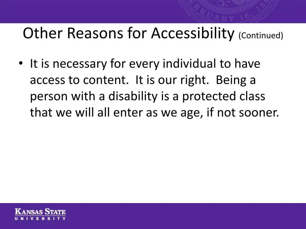 other reasons for accessibility continued