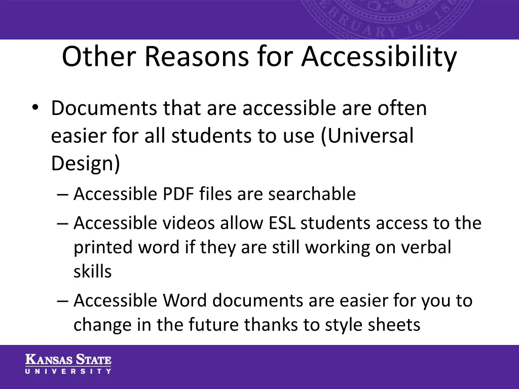other reasons for accessibility