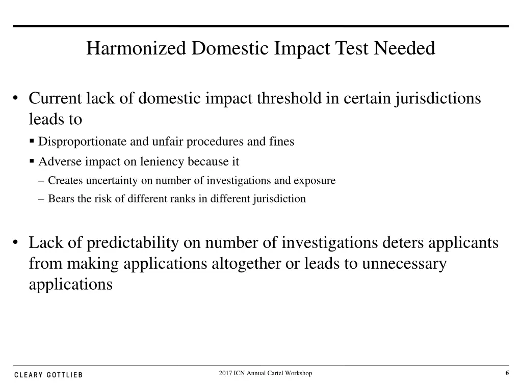harmonized domestic impact test needed