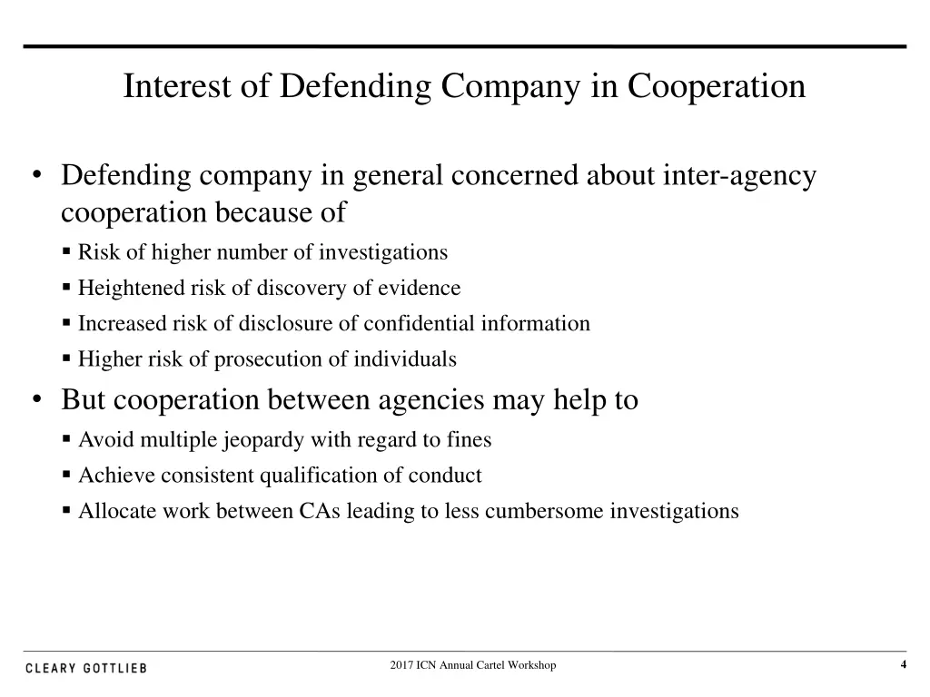 interest of defending company in cooperation
