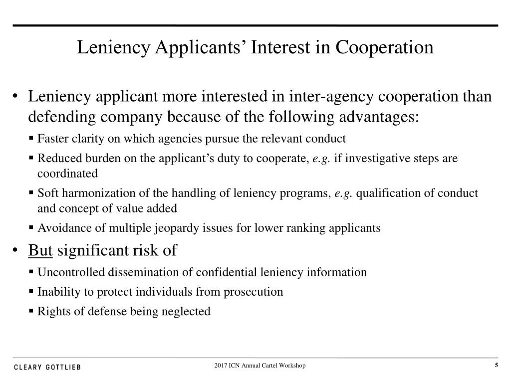 l eniency applicants interest in cooperation