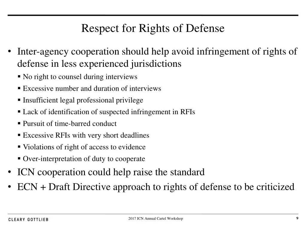 respect for rights of defense