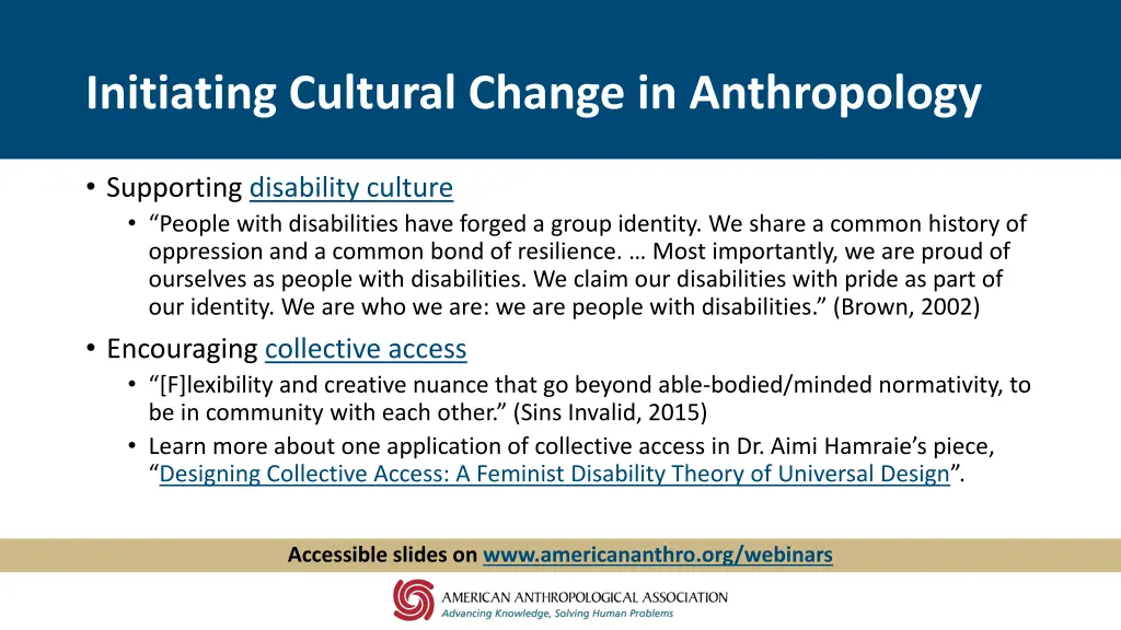 initiating cultural change in anthropology