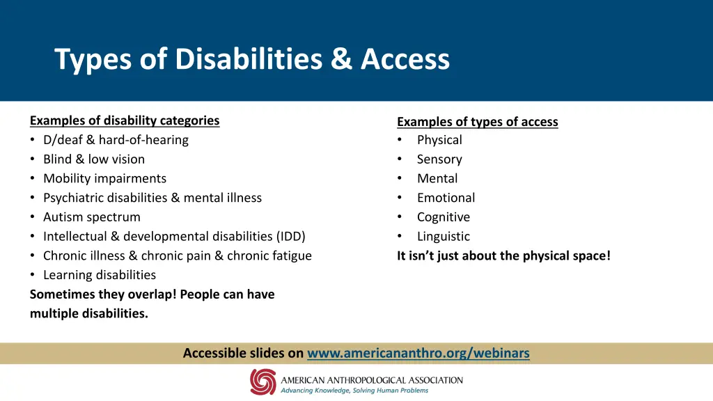 types of disabilities access