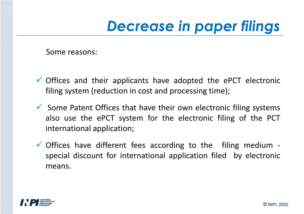 decrease in paper filings