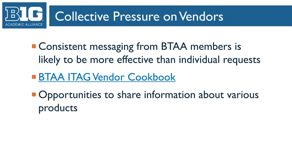 collective pressure on vendors