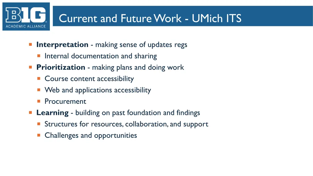 current and future work umich its