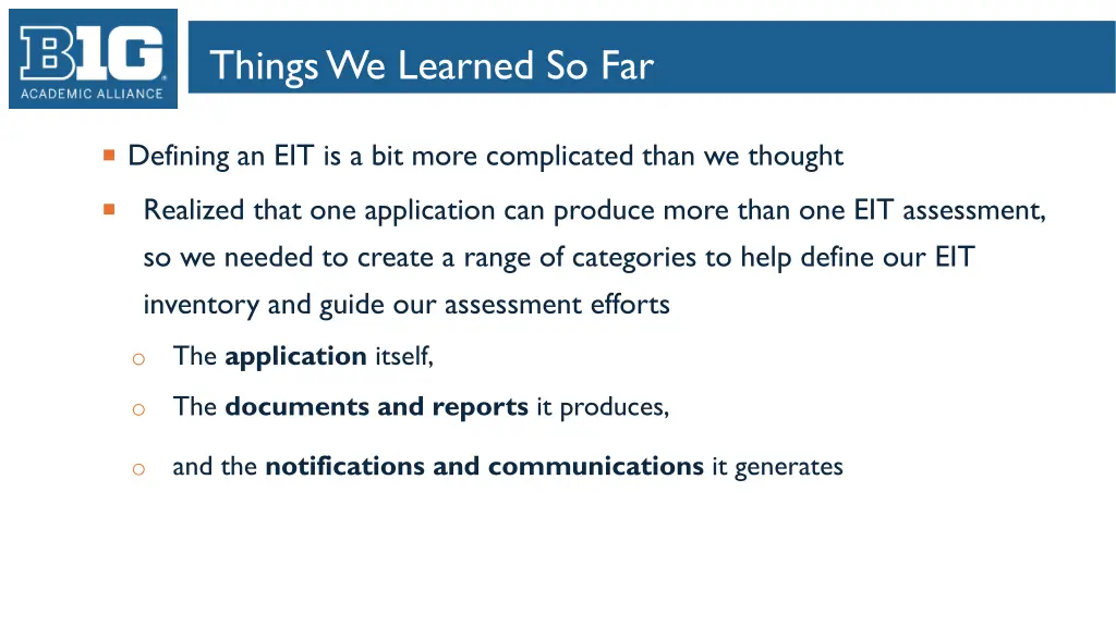 things we learned so far