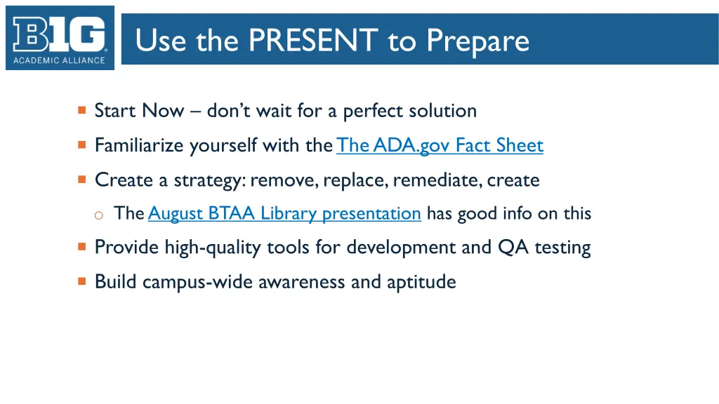 use the present to prepare