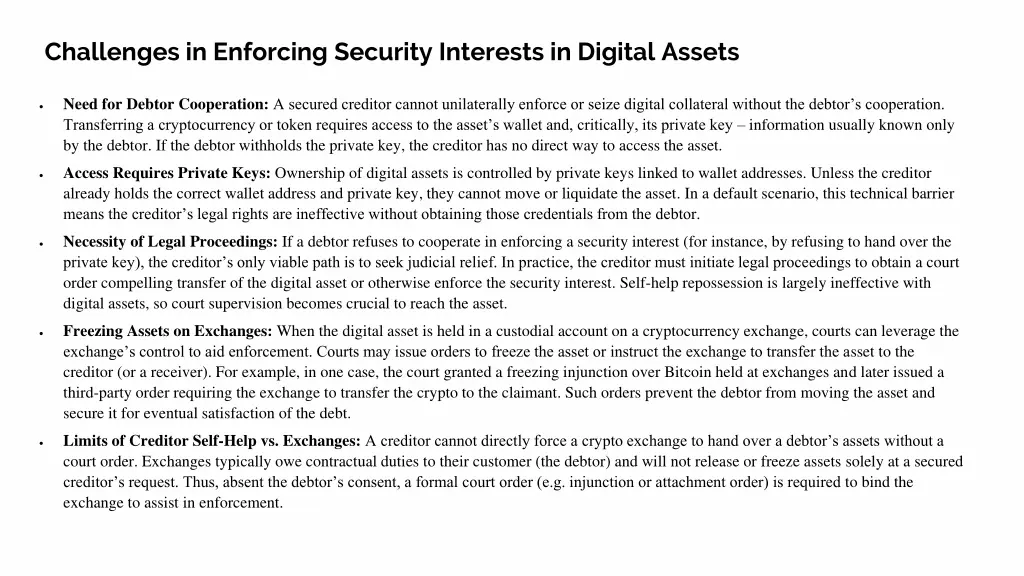 challenges in enforcing security interests