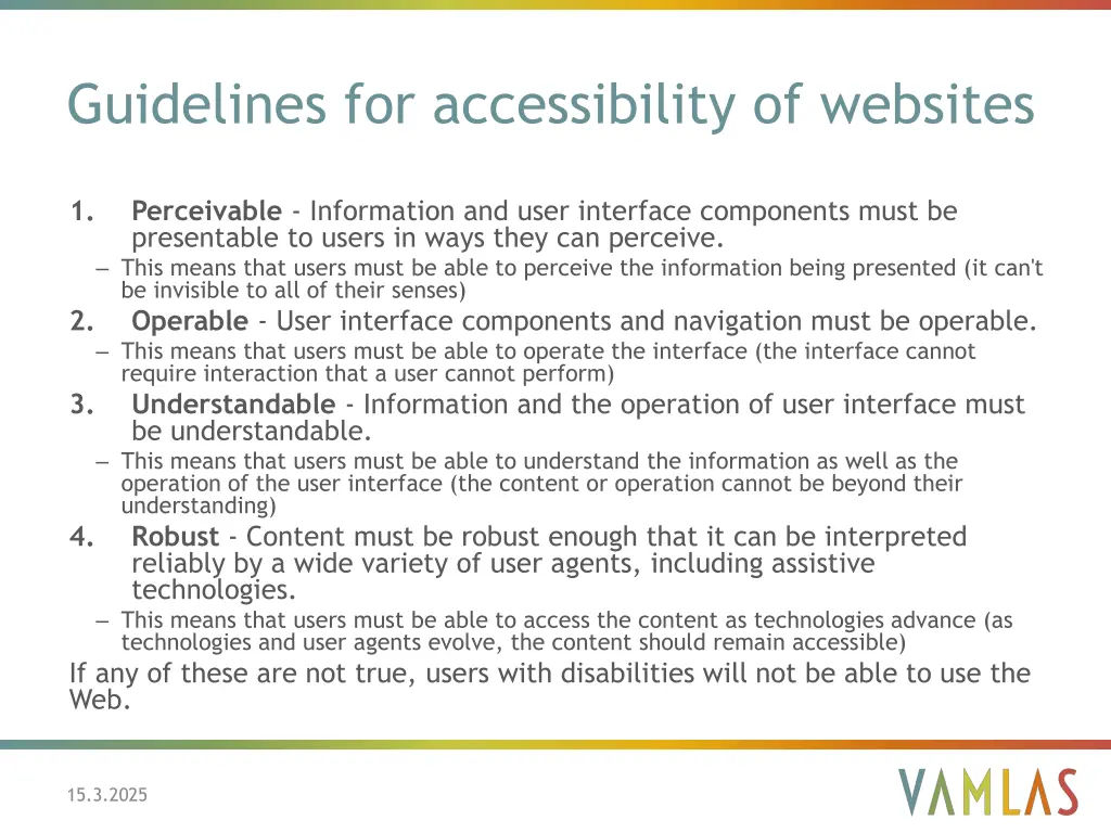 guidelines for accessibility of websites