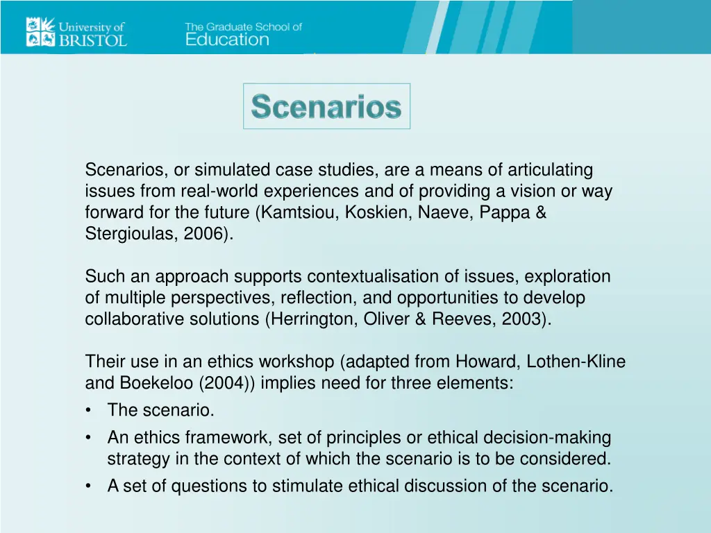 scenarios or simulated case studies are a means