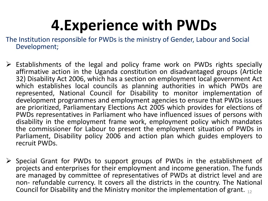 4 experience with pwds the institution