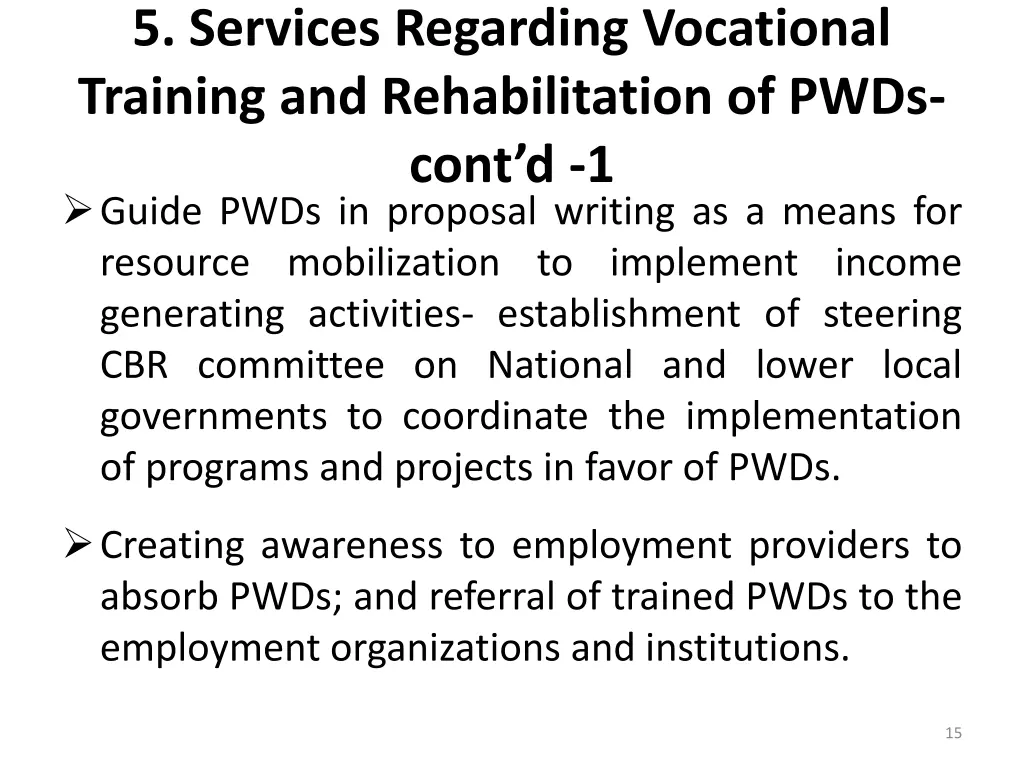 5 services regarding vocational training 1