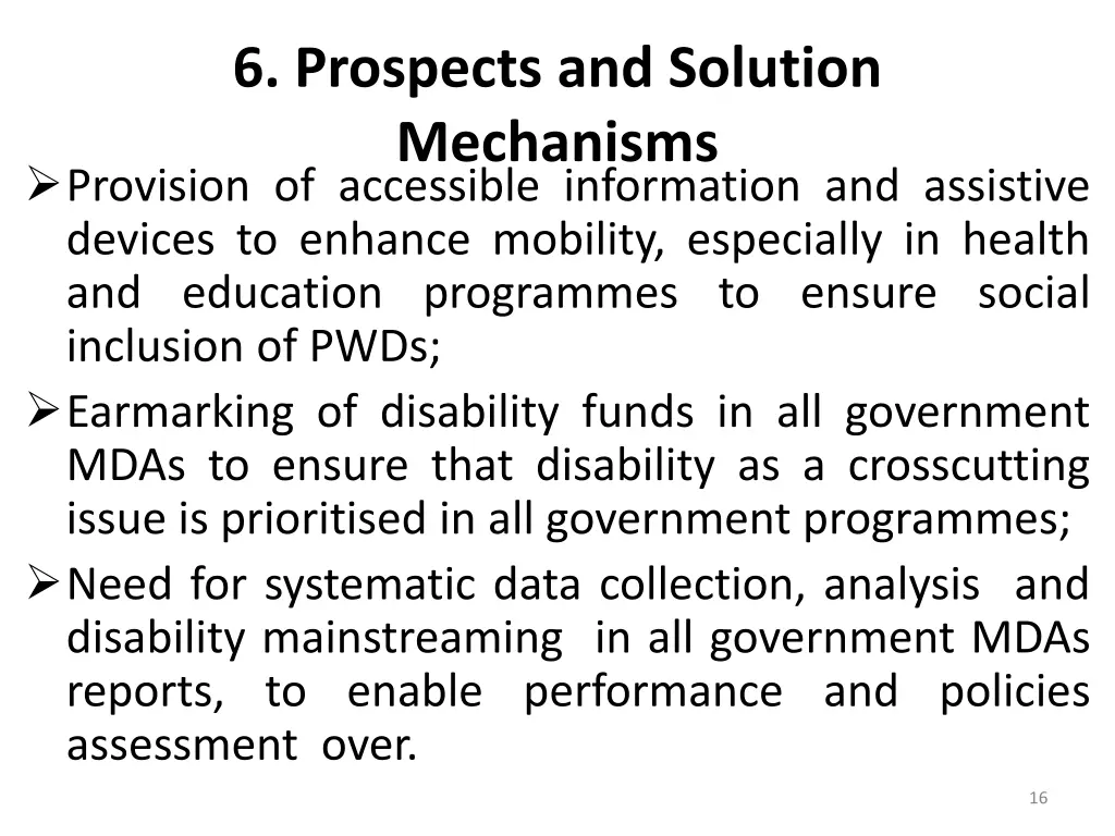 6 prospects and solution mechanisms provision
