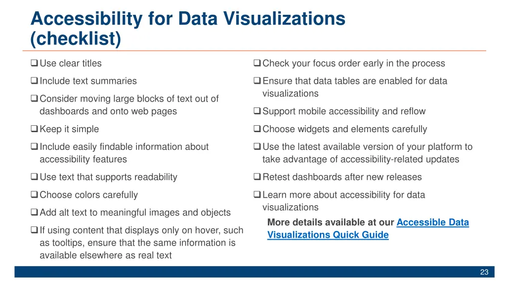 accessibility for data visualizations checklist