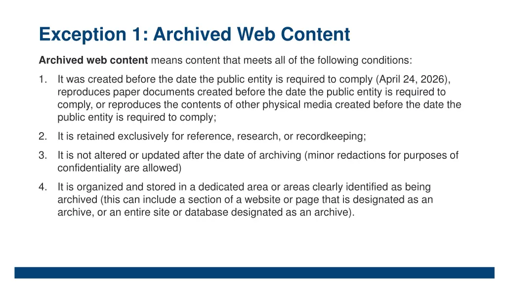 exception 1 archived web content