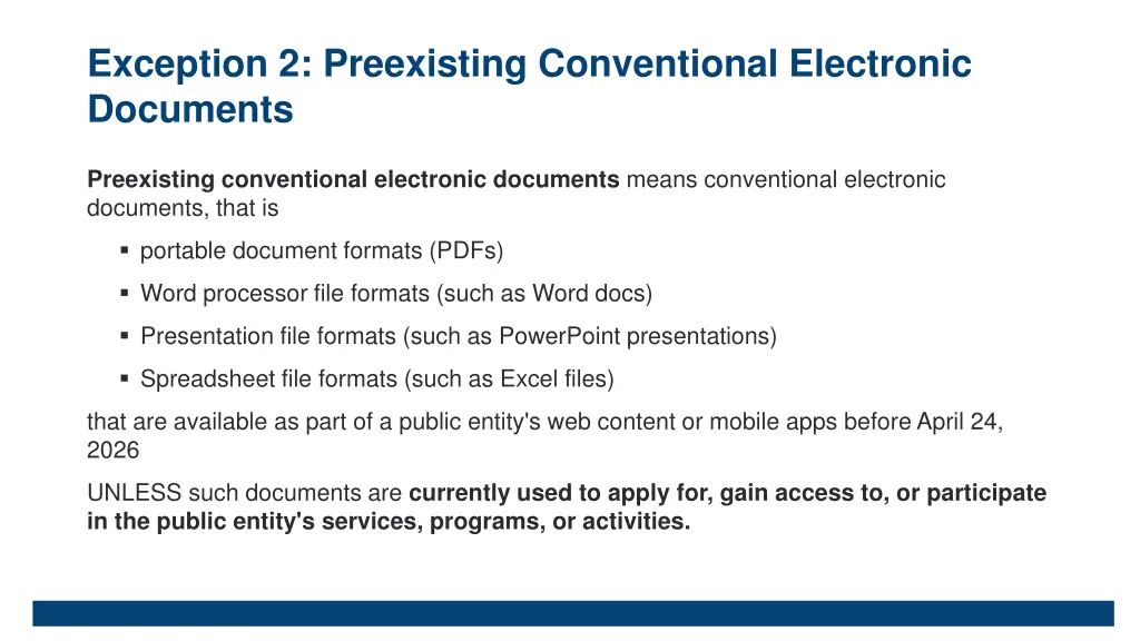 exception 2 preexisting conventional electronic